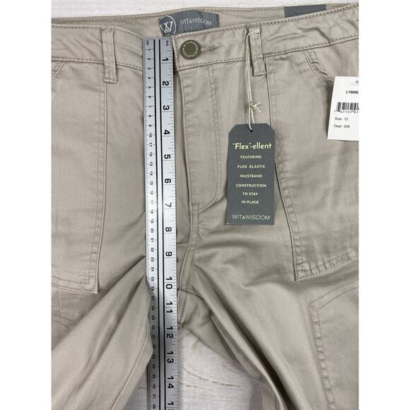 Wit & Wisdom Pants 12 Flex-ellent High Rise Utility Khaki Straight Leg NWT - Picture 3 of 10
